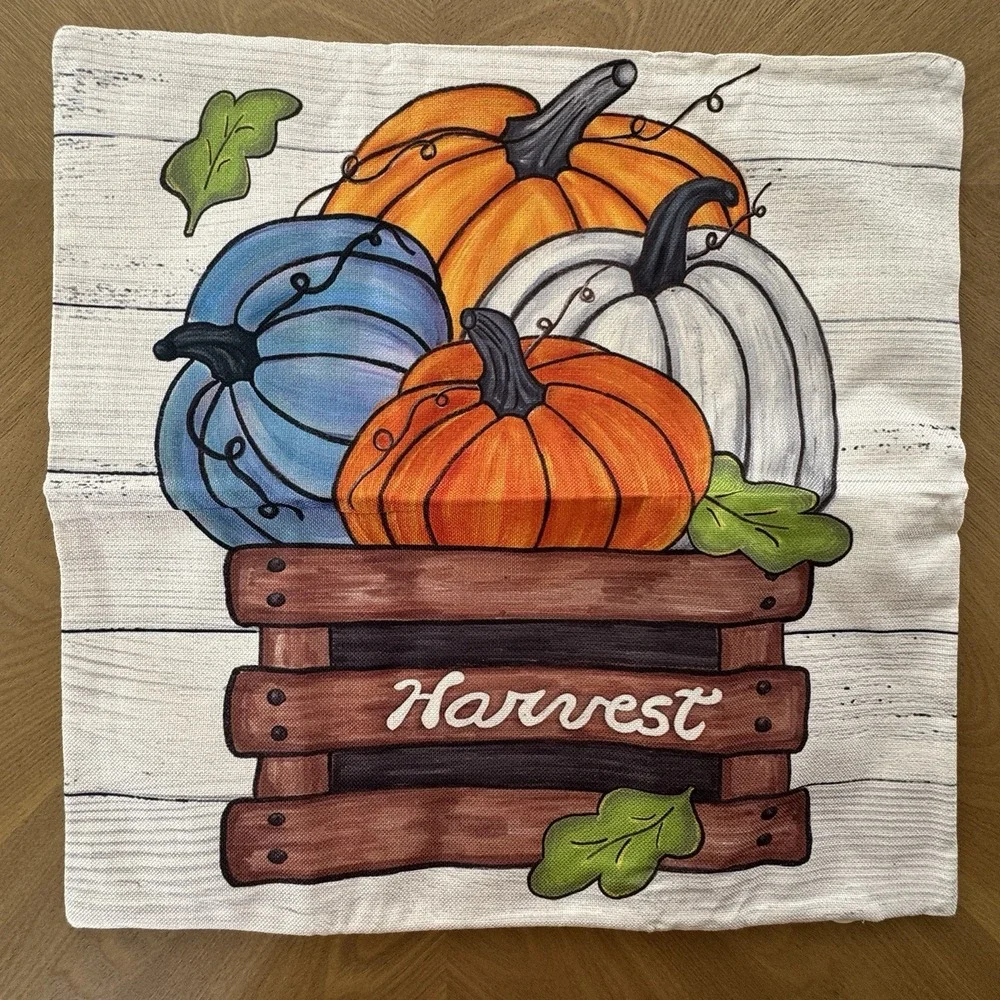 Artscope Fall Pillow Covers Set of‎ 4 18x18 Pumpkin Truck Thanksgiving Harvest